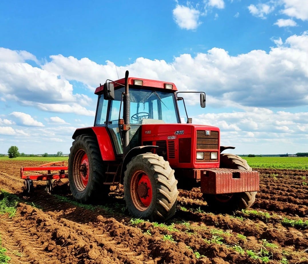 Вспашка земли трактором