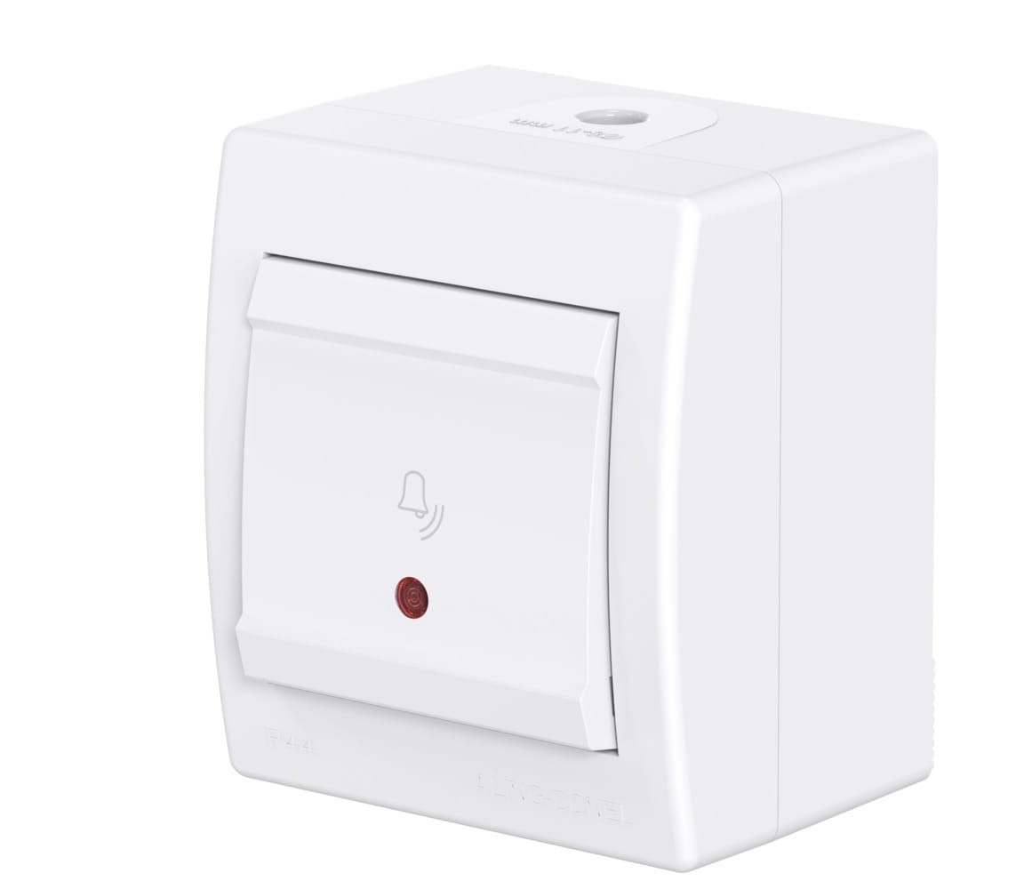 Выключатель одноклавишный CADUCEUS ALING POWER для открытой проводки, с символом "Звонок", с индикацией 10А, 250В~