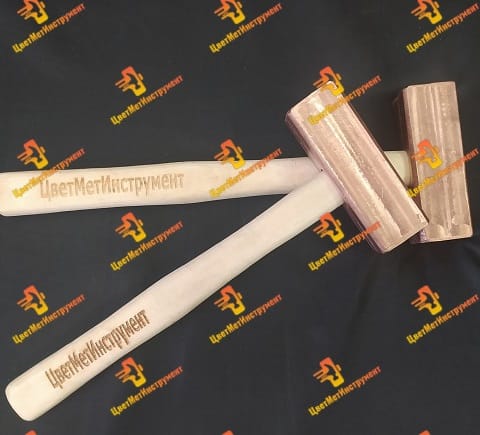 Молоток медный 2,  0 кг (2000гр)   с деревянной ручкой — фото 2