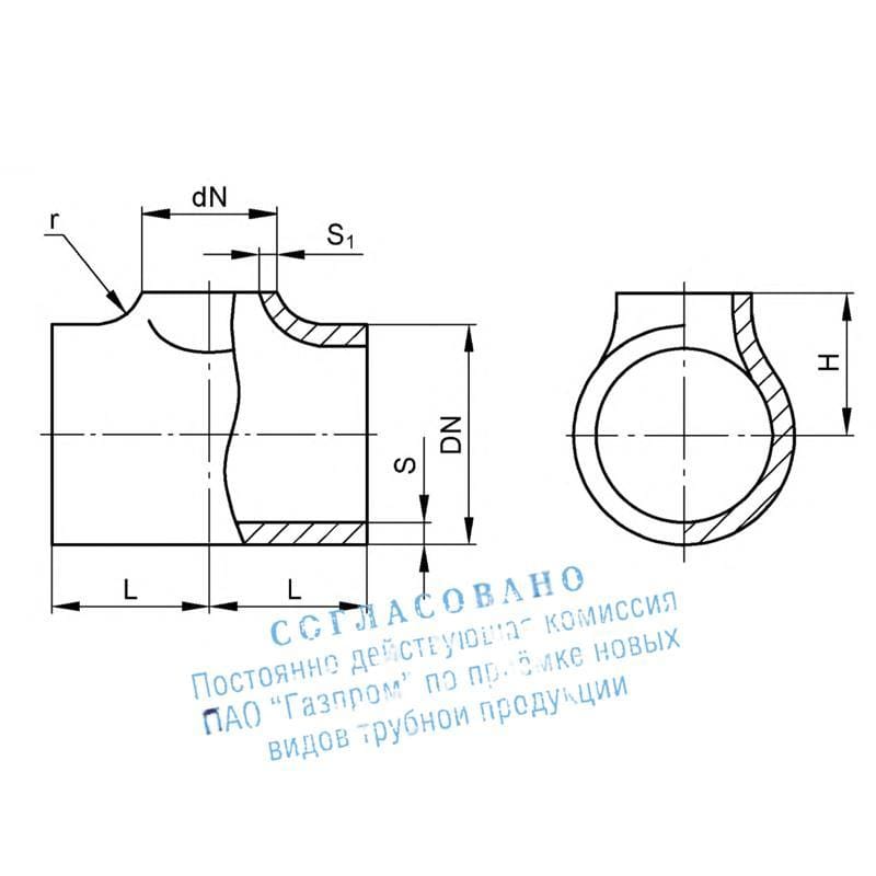 Тройник Т I 159(8 К48)-7,5(11,25)-В-110-Б, СТО Газпром