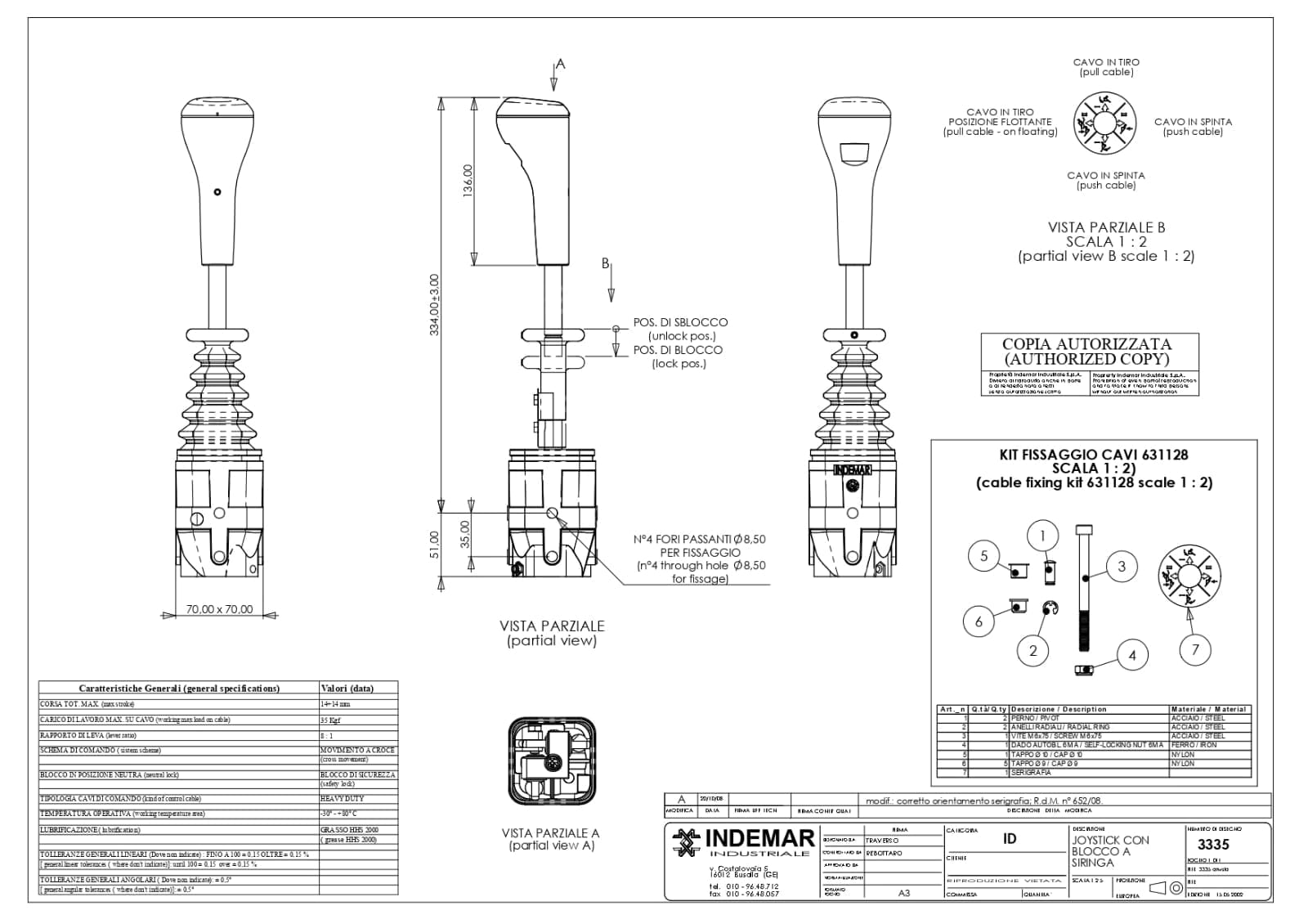 Джойстики управления тросовые INDEMAR (Италия) для спецтехники — фото 28