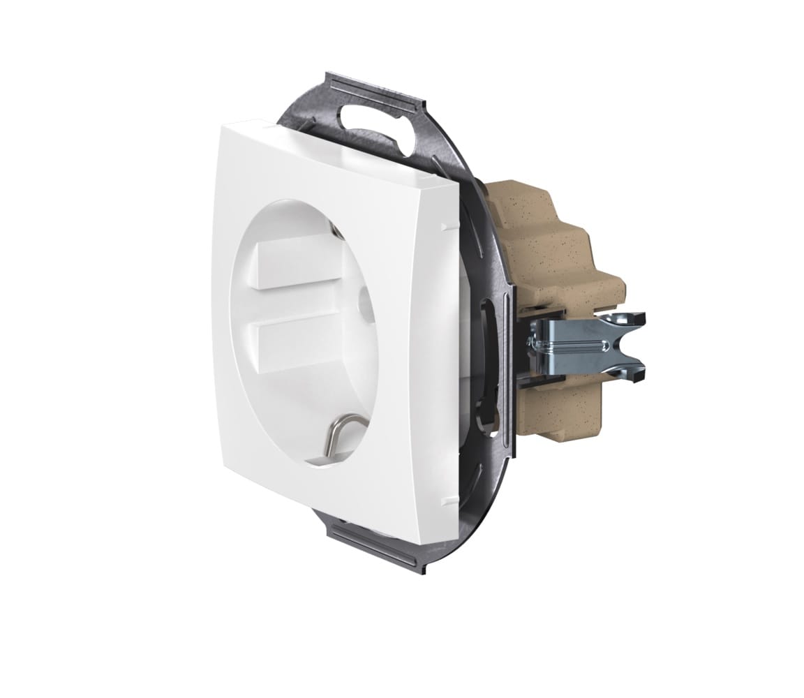 Розетка скрытой установки CADUCEUS ALING PRESTIGE, с заземлением, со шторками, с керамическим основанием, 16А, 250В~, механизм