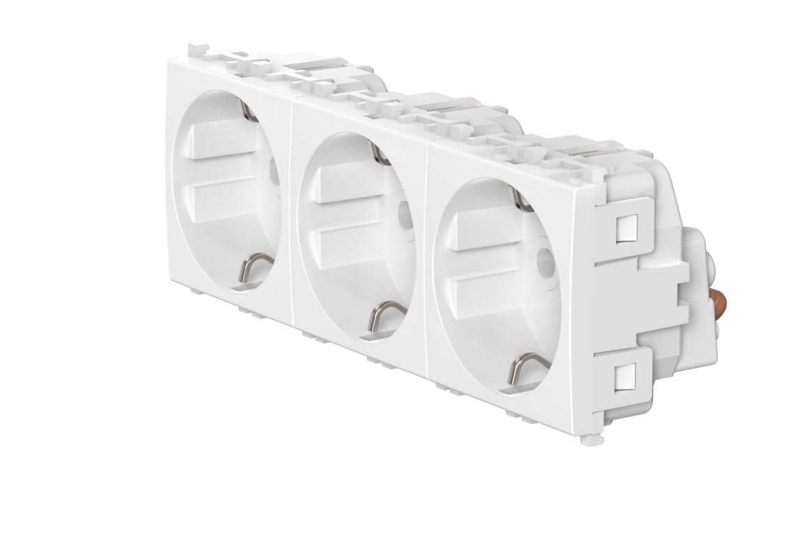 Розетка CADUCEUS ALING EXPERIENCE электрическая, трехместная, модульная, для скрытой проводки, механизм, 16А, 250 В~