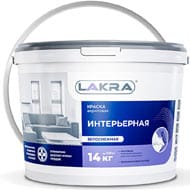Краска для стен и потолков акриловая ЛАКРА Белоснежная матовая 14 кг