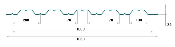 Профнастил НС35 от производителя Steelx-Монтажстальконструкция