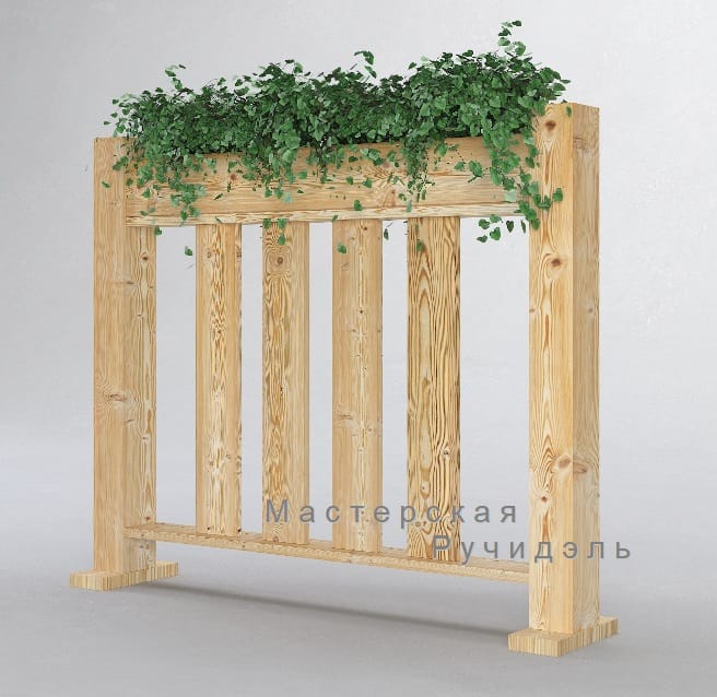 Ограждение для кафе De'Wood natur c кашпо — фото 3