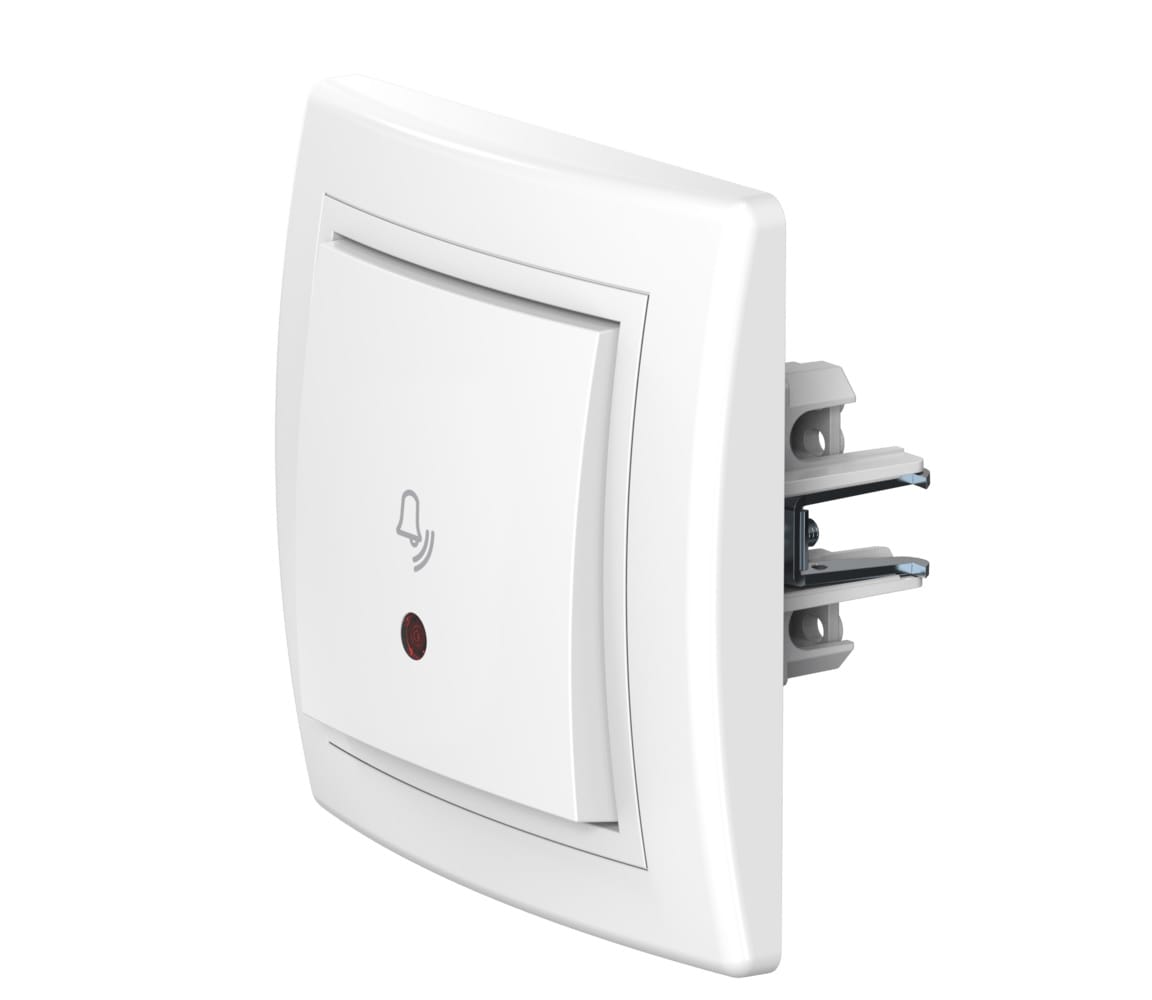 Выключатель скрытой установки CADUCEUS ALING PRESTIGE кнопочный, с символом "Звонок", с индикацией, 10А, 250В~