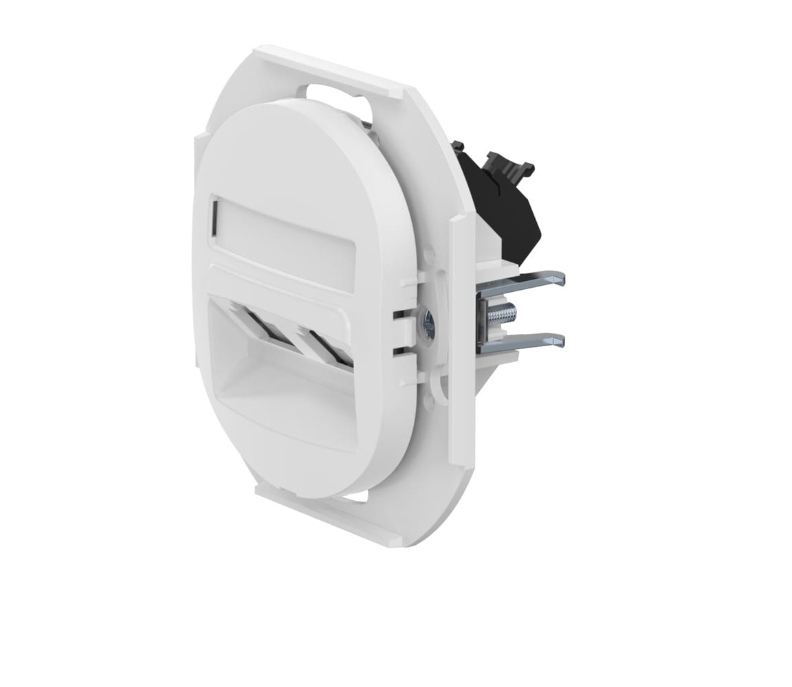 Встраиваемая двойная компьютерная розетка CADUCEUS ALING EON с модулями Keystone RJ45 8P8C, cat.5e, UTP, механизм