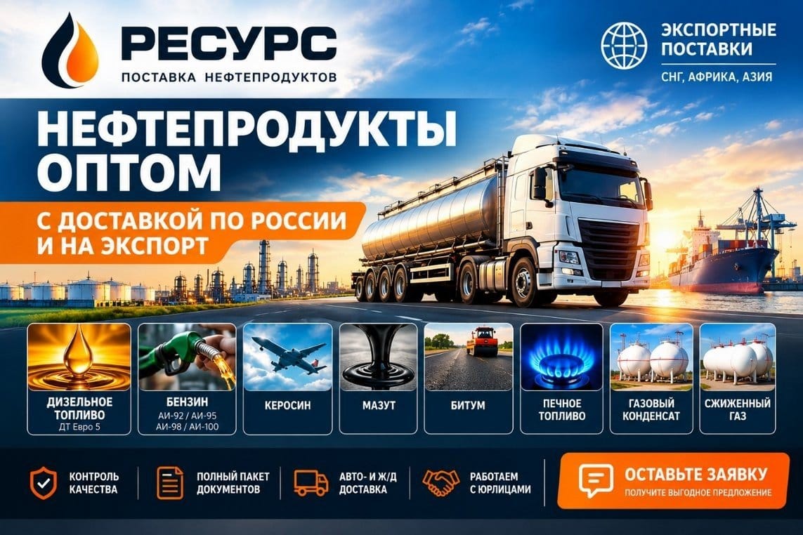 Нефтепродукты оптом с доставкой по России и на экспорт