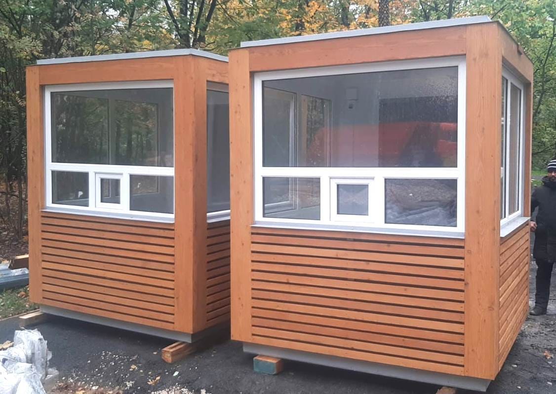 Пост охраны размер 1, 6х1, 6х2, 5м,  металл + бруски лиственницы — фото 6