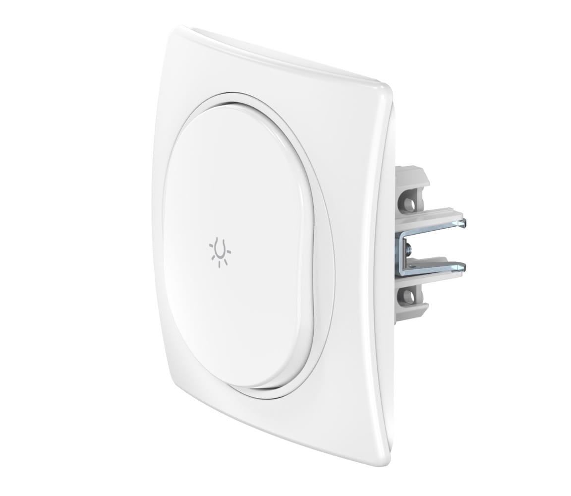 Выключатель скрытой установки CADUCEUS ALING EON, кнопочный, с символом "Свет", 10АХ, 250В~