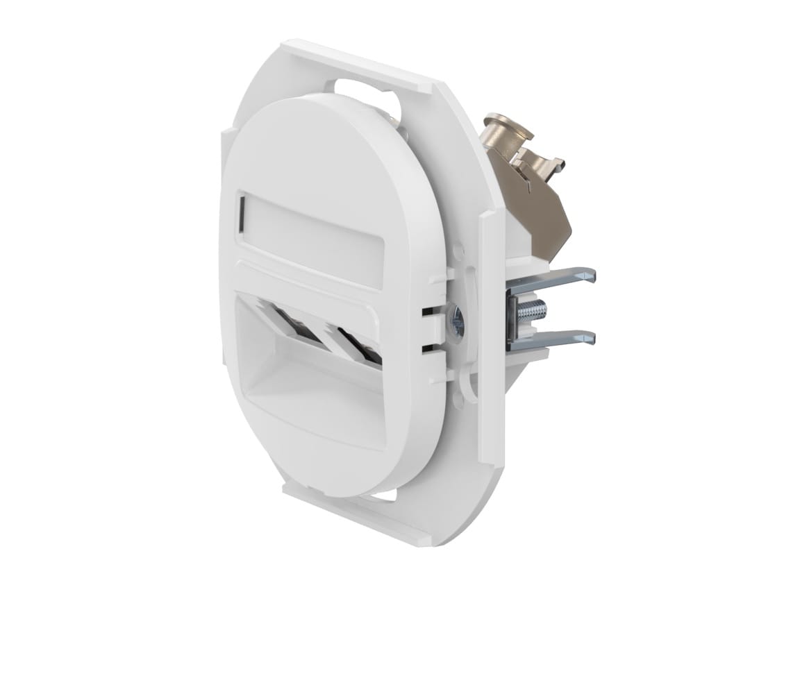 Встраиваемая двойная компьютерная розетка CADUCEUS ALING EON с модулями Keystone RJ45 8P8C cat.5e FTP, механизм