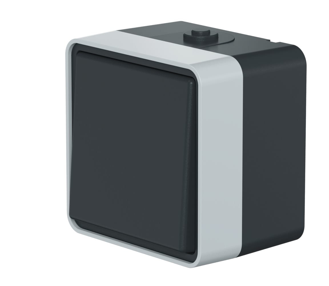 Выключатель одноклавишный CADUCEUS ALING PROTECTA, перекрестный, для открытой проводки, 10АХ, 250В~