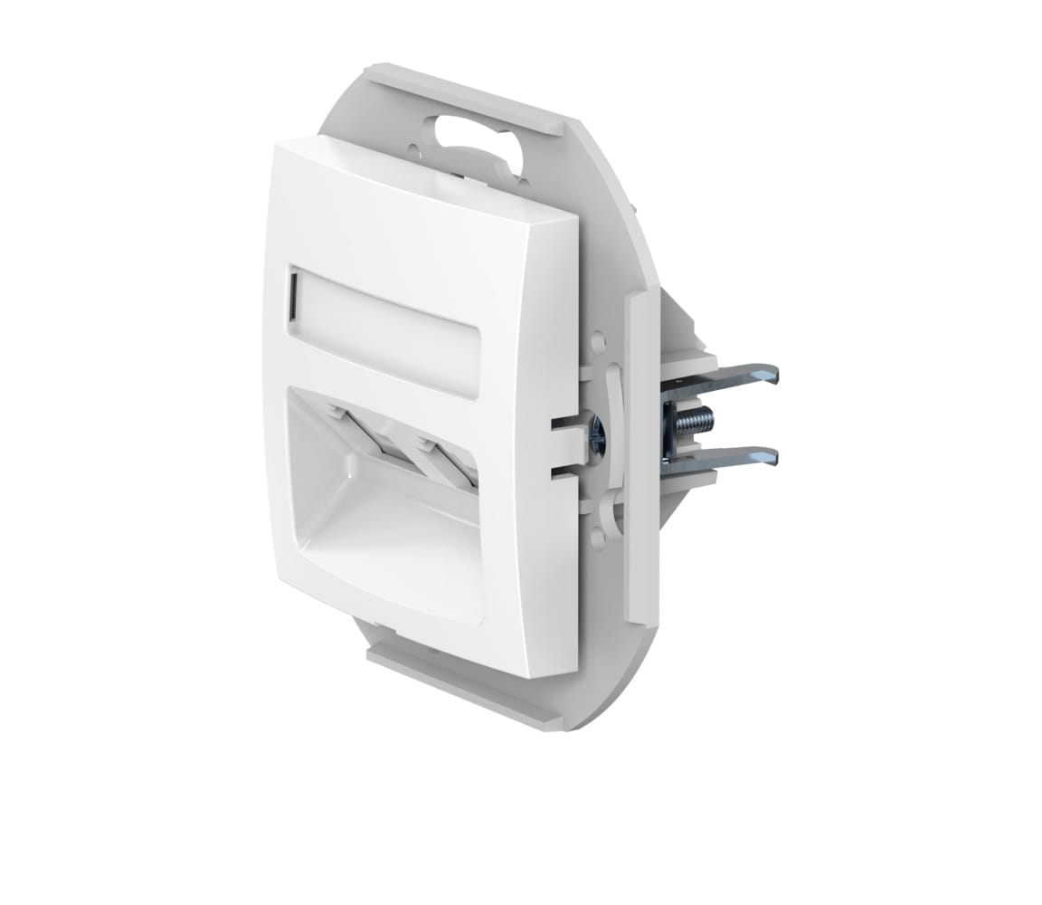 Розетка скрытой установки CADUCEUS ALING PRESTIGE с модулями Keystone 2хRJ12 6P4C, двойная телефонная, механизм