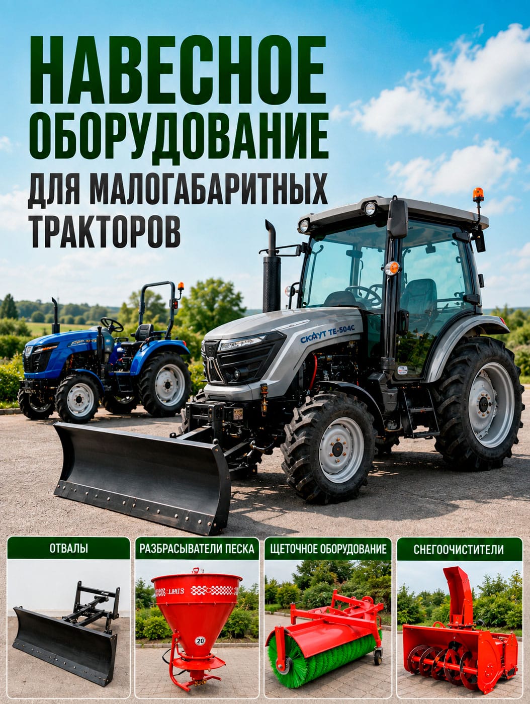 Навесное и прицепное оборудование для малогабаритных тракторов
