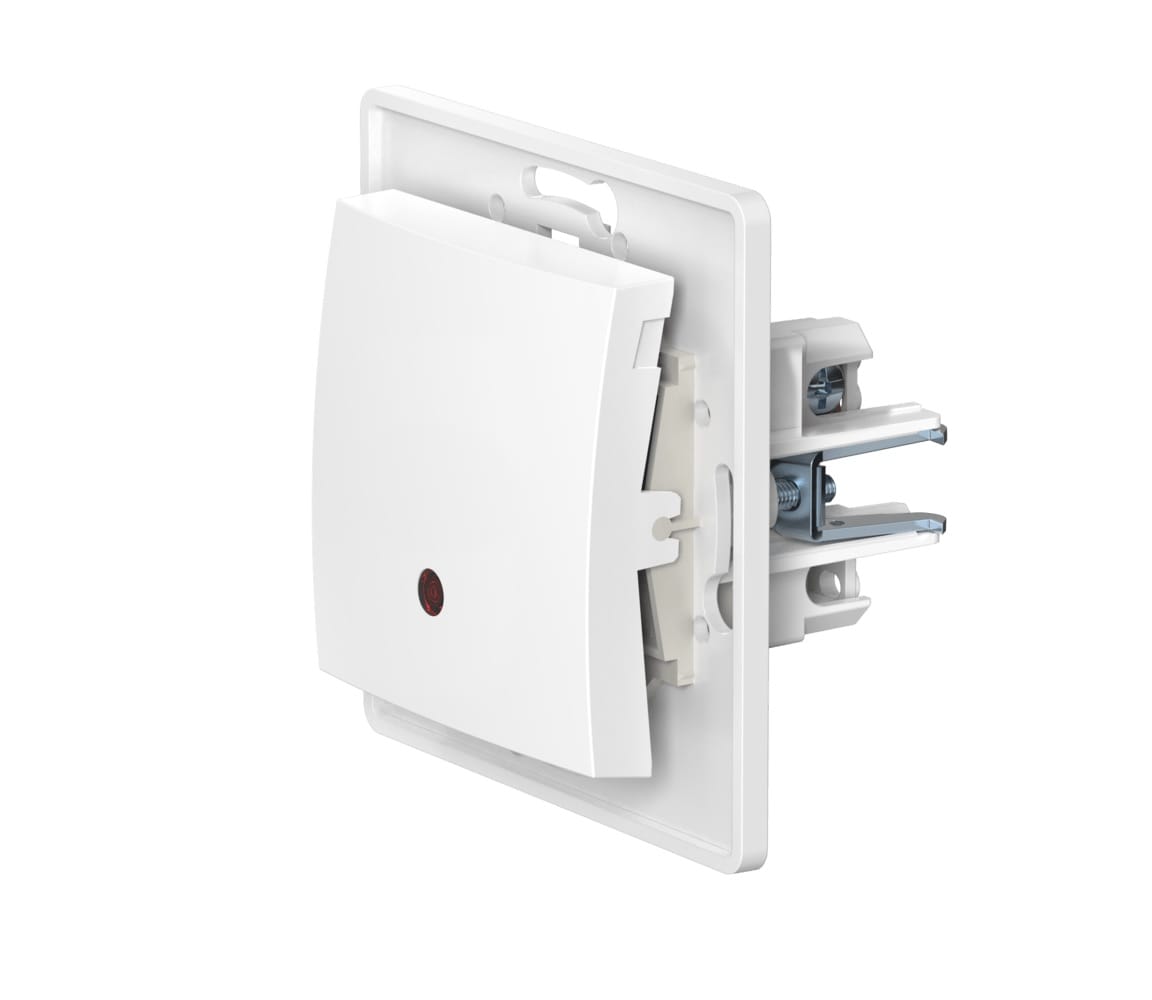 Выключатель скрытой установки CADUCEUS ALING PRESTIGE одноклавишный, перекрёстный, с индикацией, 10АХ, 250В~, механизм