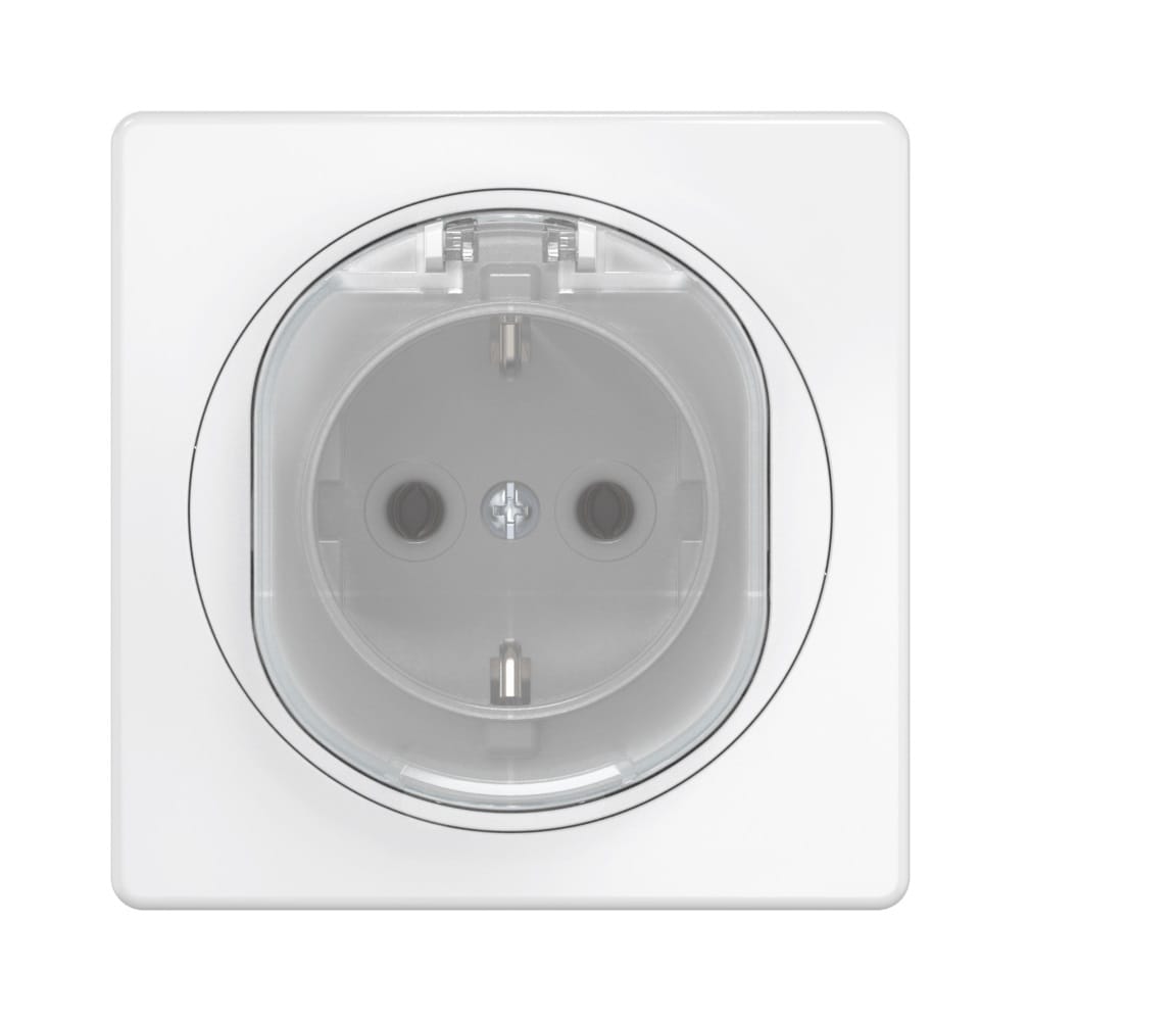 Розетка встраиваемая CADUCEUS ALING EON с заземлением, без шторок, с крышкой, с керамическим основанием, 16А, 250В~