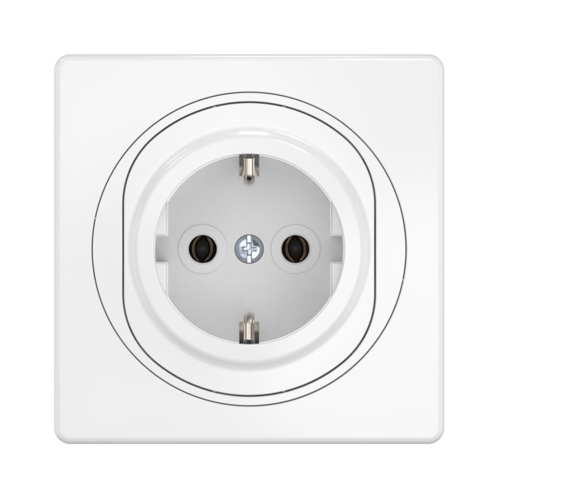 Розетка скрытой установки CADUCEUS ALING EON с заземлением, без шторок, с пластиковым основанием, 16А, 250В~