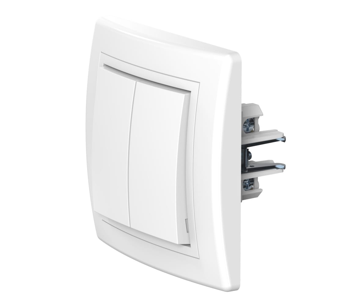 Выключатель скрытой установки CADUCEUS ALING PRESTIGE двухклавишный, проходной, 10АХ, 250В~