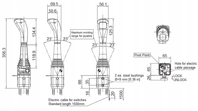 Джойстики управления тросовые INDEMAR (Италия) для спецтехники — фото 32