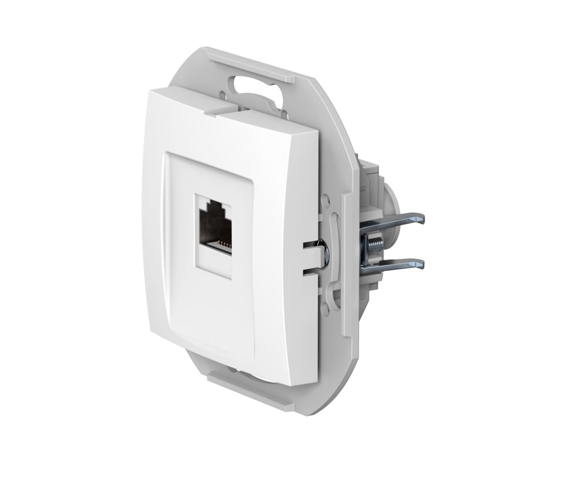 Розетка скрытой установки CADUCEUS ALING PRESTIGE компьютерная с модулем Keystone RJ45 8P8C, cat.6A, S/FTP, механизм