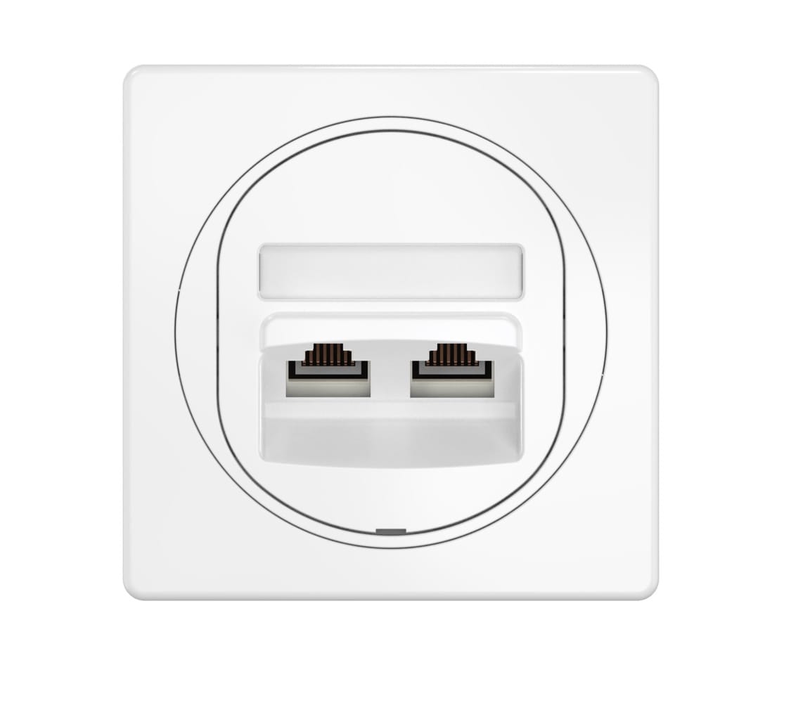 Розетка скрытой установки двойная телефонная CADUCEUS ALING EON с модулями Keystone 2хRJ12 6P6C cat. 3