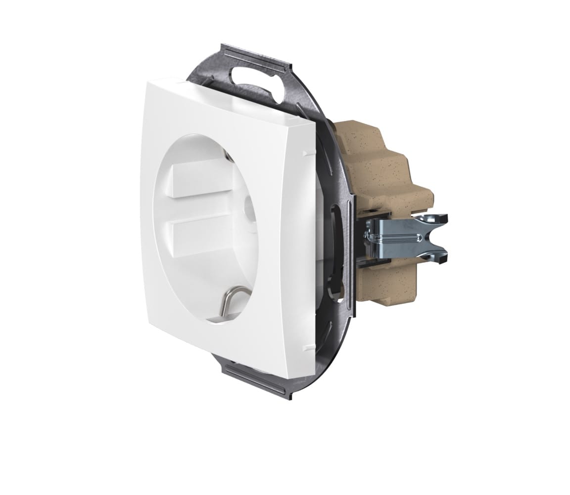 Механизм встраиваемой розетки CADUCEUS ALING PRESTIGE с керамическим основанием, с заземлением, без шторок, 16А, 250В~