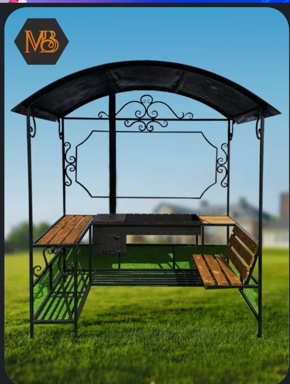 Мангал с печью под казан и крышей — фото 3