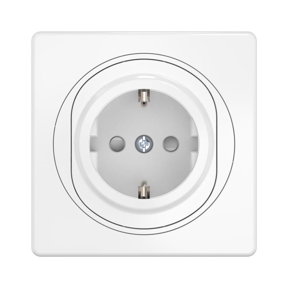 Розетка встраиваемая CADUCEUS ALING EON с заземлением, со шторками, с керамическим основанием, 16А, 250В~