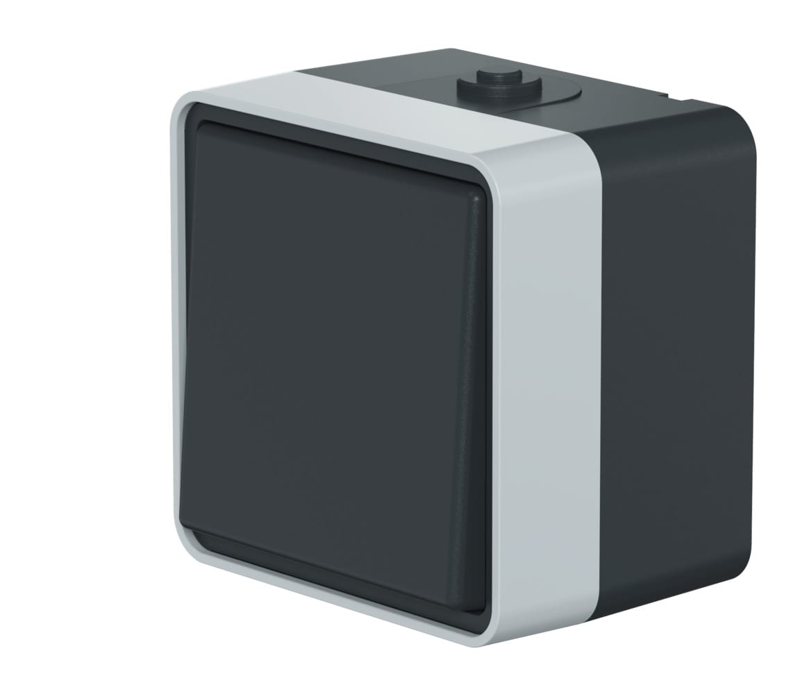 Выключатель одноклавишный CADUCEUS ALING PROTECTA для открытой проводки, 10АХ, 250В~