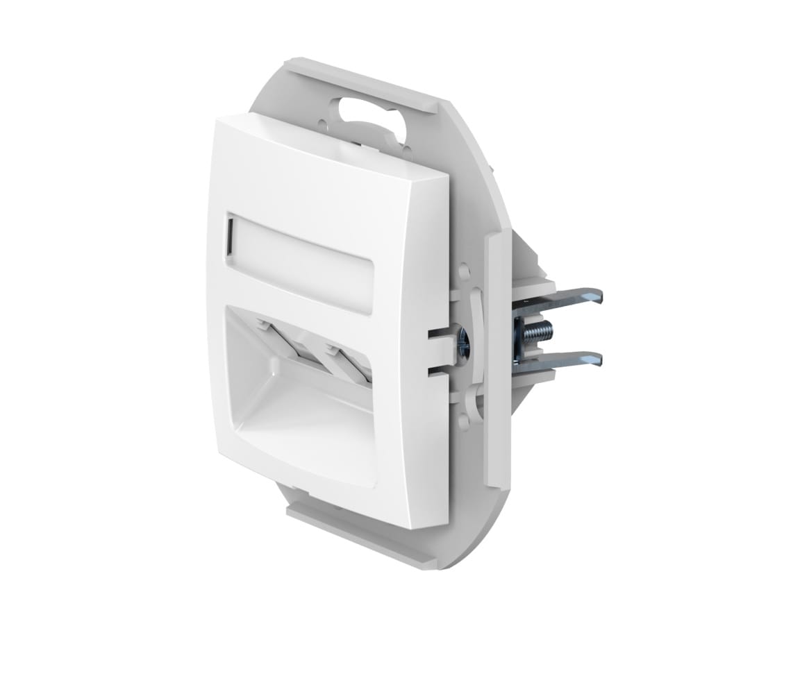 Розетка скрытой установки CADUCEUS ALING PRESTIGE с модулями Keystone 2хRJ12 6P6C cat. 3, двойная, телефонная, механизм