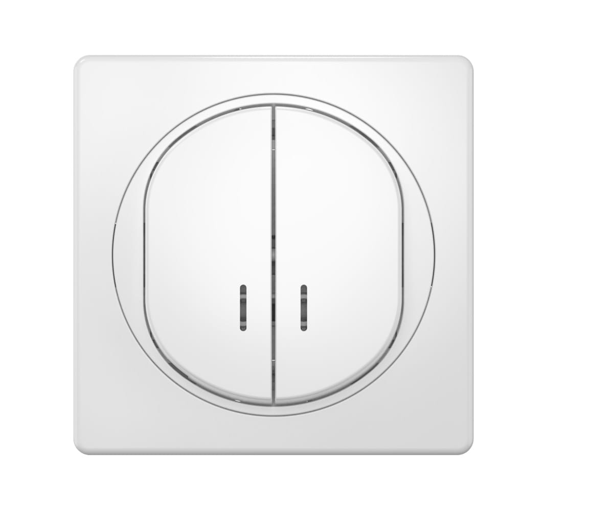 Двухклавишный встраиваемый выключатель CADUCEUS ALING EON с индикацией, 10АХ, 250В~