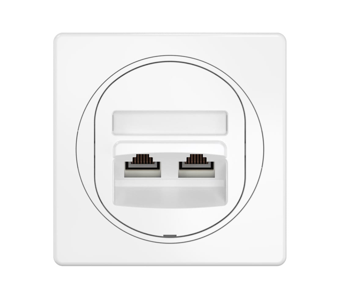 Розетка скрытой установки двойная компьютерная CADUCEUS ALING EON с модулями Keystone RJ45 8P8C, cat.6, UTP