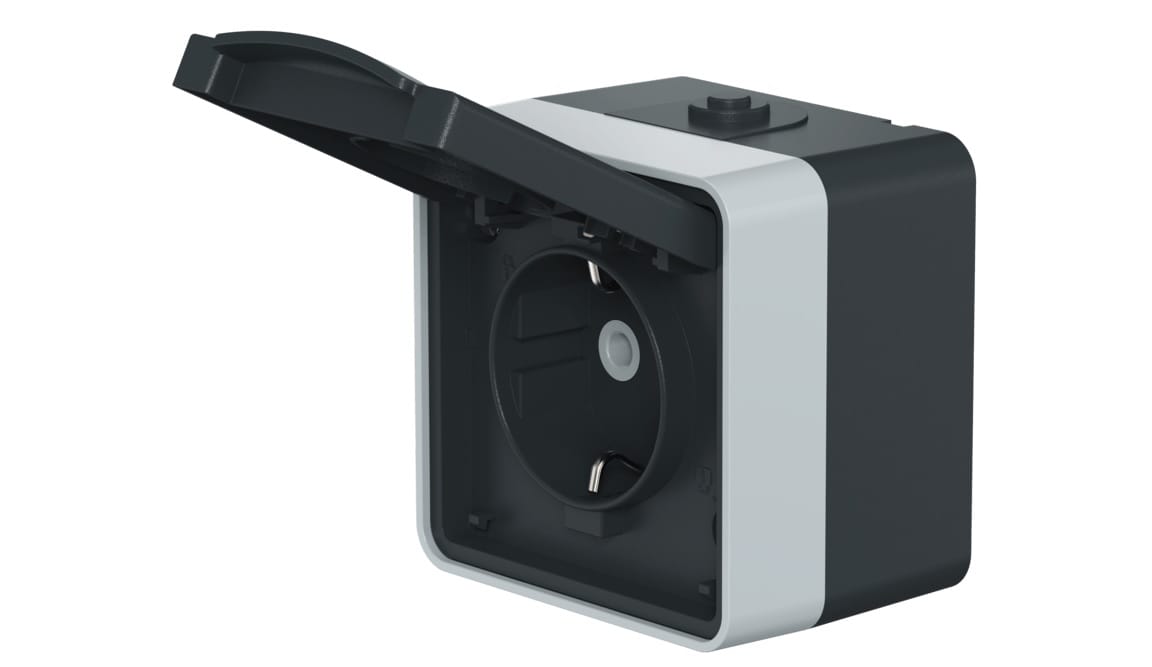 Розетка электрическая CADUCEUS ALING PROTECTA для открытой проводки, без шторок, с крышкой, 16А, 250В~