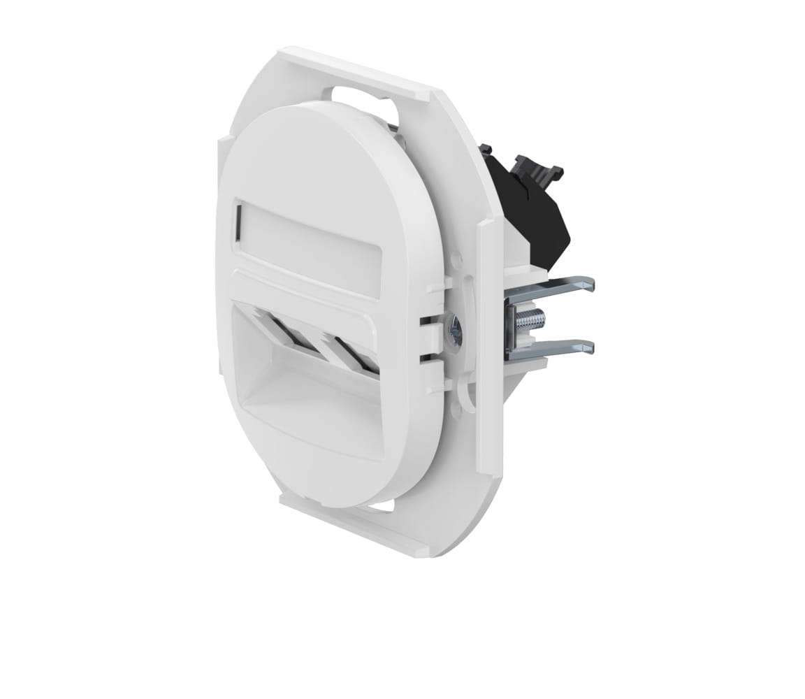 Механизм встраиваемой розетки CADUCEUS ALING EON двойной телефонной с модулями Keystone 2хRJ12 6P6C cat. 3