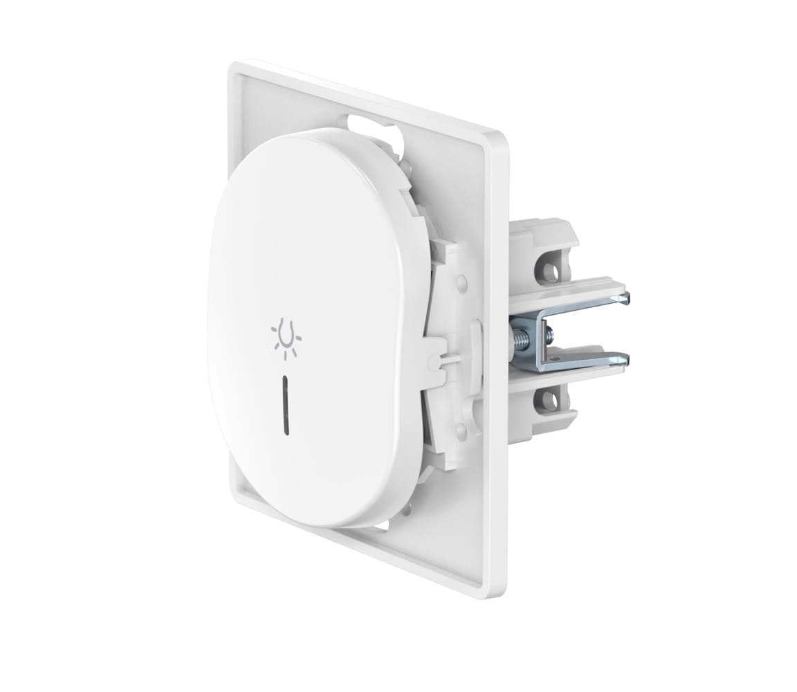 Выключатель скрытой установки CADUCEUS ALING EON, кнопочный, с символом "Свет", с индикацией, 10АХ, 250В~, механизм