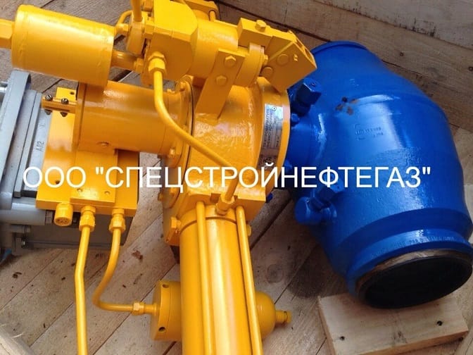 Запорный кран DN150, пневмогидропривод с ручным дублером (напряжение 24 В) надземный
