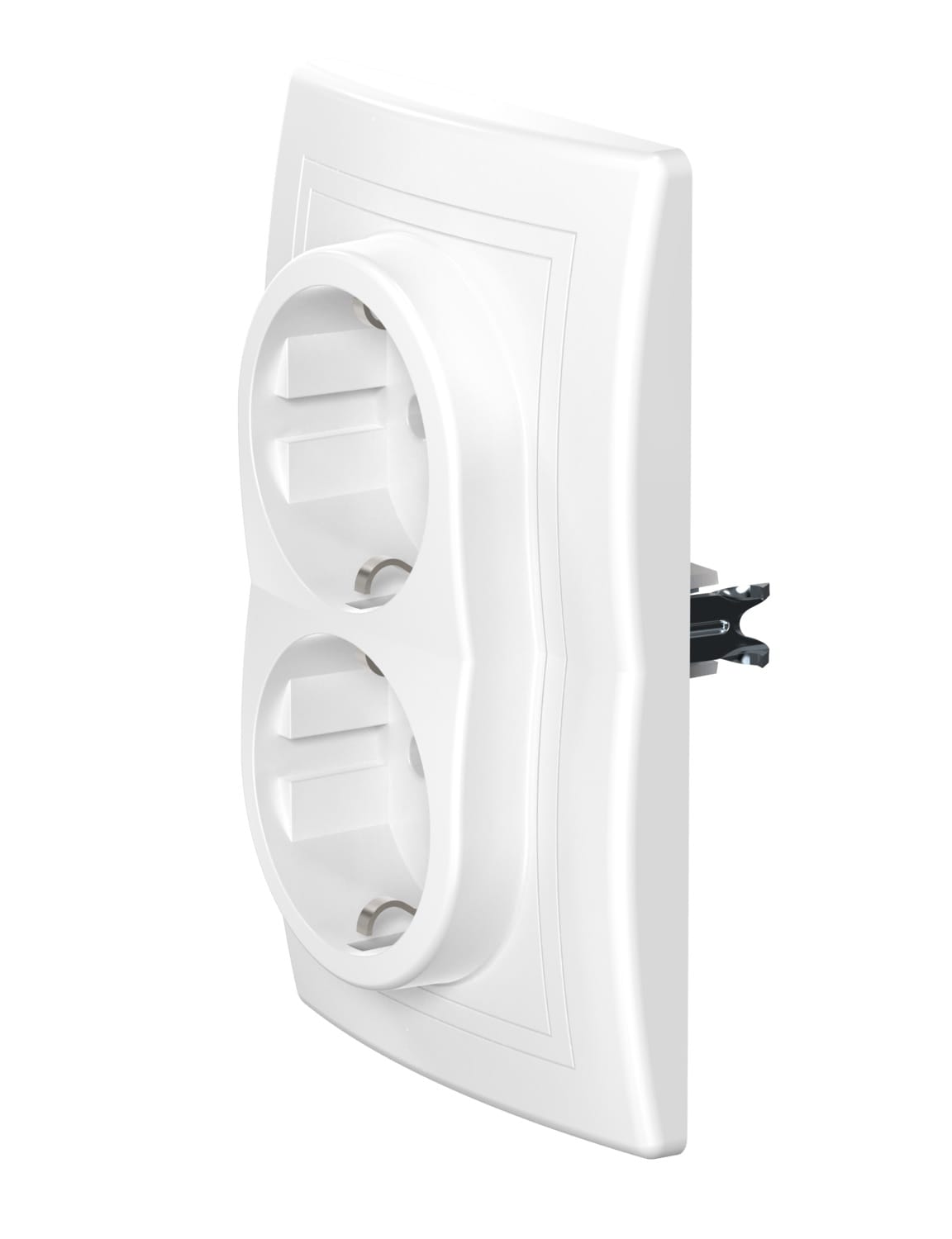 Розетка скрытой установки CADUCEUS ALING PRESTIGE, двойная, с заземлением, без шторок, с пластиковым основанием, 16А, 250В~