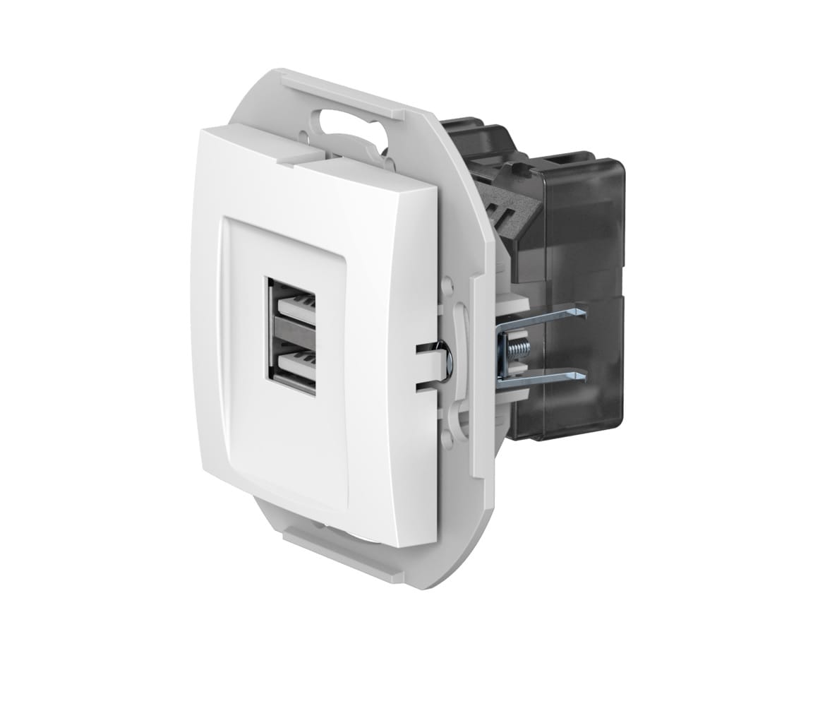 Розетка скрытой установки CADUCEUS ALING PRESTIGE двойная, USB, тип А, для зарядки устройств, 2,1А, 5В=, 250В~, механизм