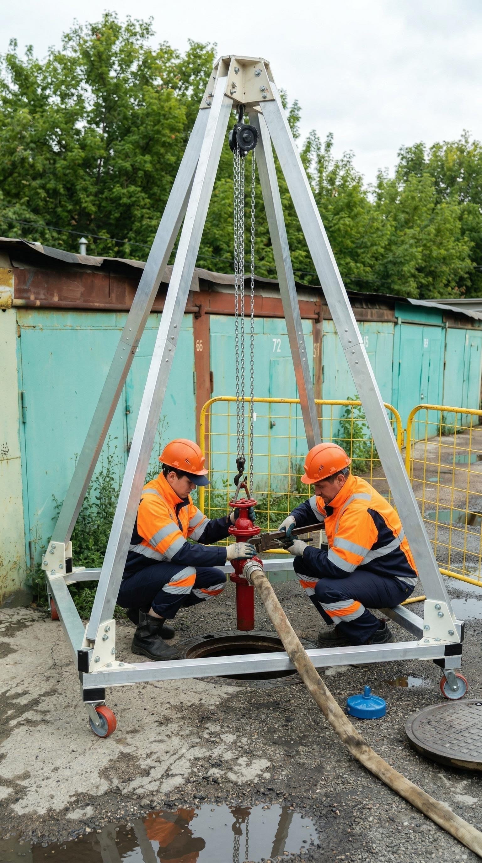 Грузоподъёмное устройство, для обслуживания и ремонта канализационных шахт