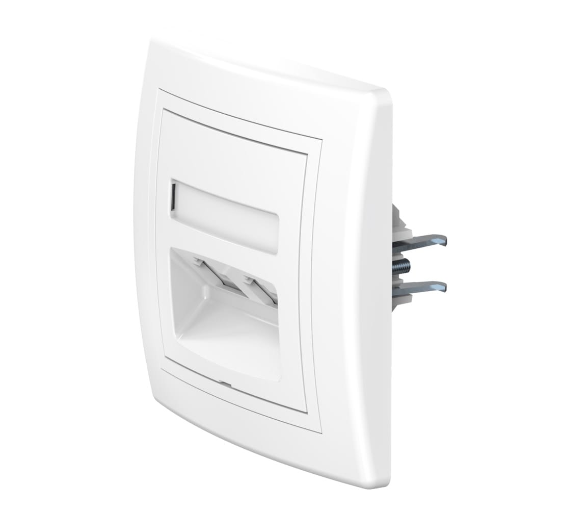 Розетка скрытой установки CADUCEUS ALING PRESTIGE с модулями Keystone 2хRJ12 6P6C cat. 3, двойная, телефонная