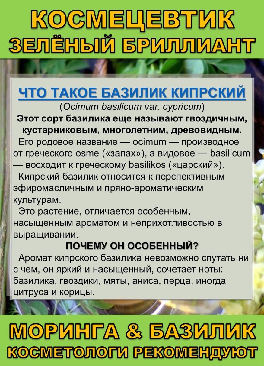 Космецевтик «Зелёный бриллиант» Моринга и Базилик — фото 4
