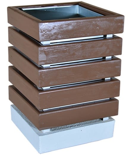 Урна.  Урна уличная.  Урна квадратная деревянная на бетонном основании.  У032 — фото 3