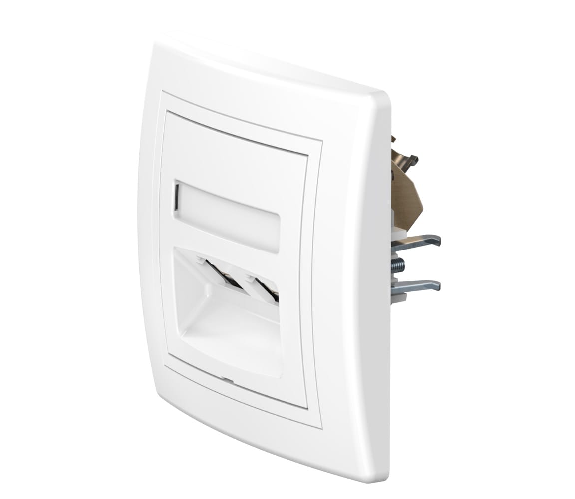 Розетка скрытой установки CADUCEUS ALING PRESTIGE двойная компьютерная с модулями Keystone RJ45 8P8C, cat.6, FTP