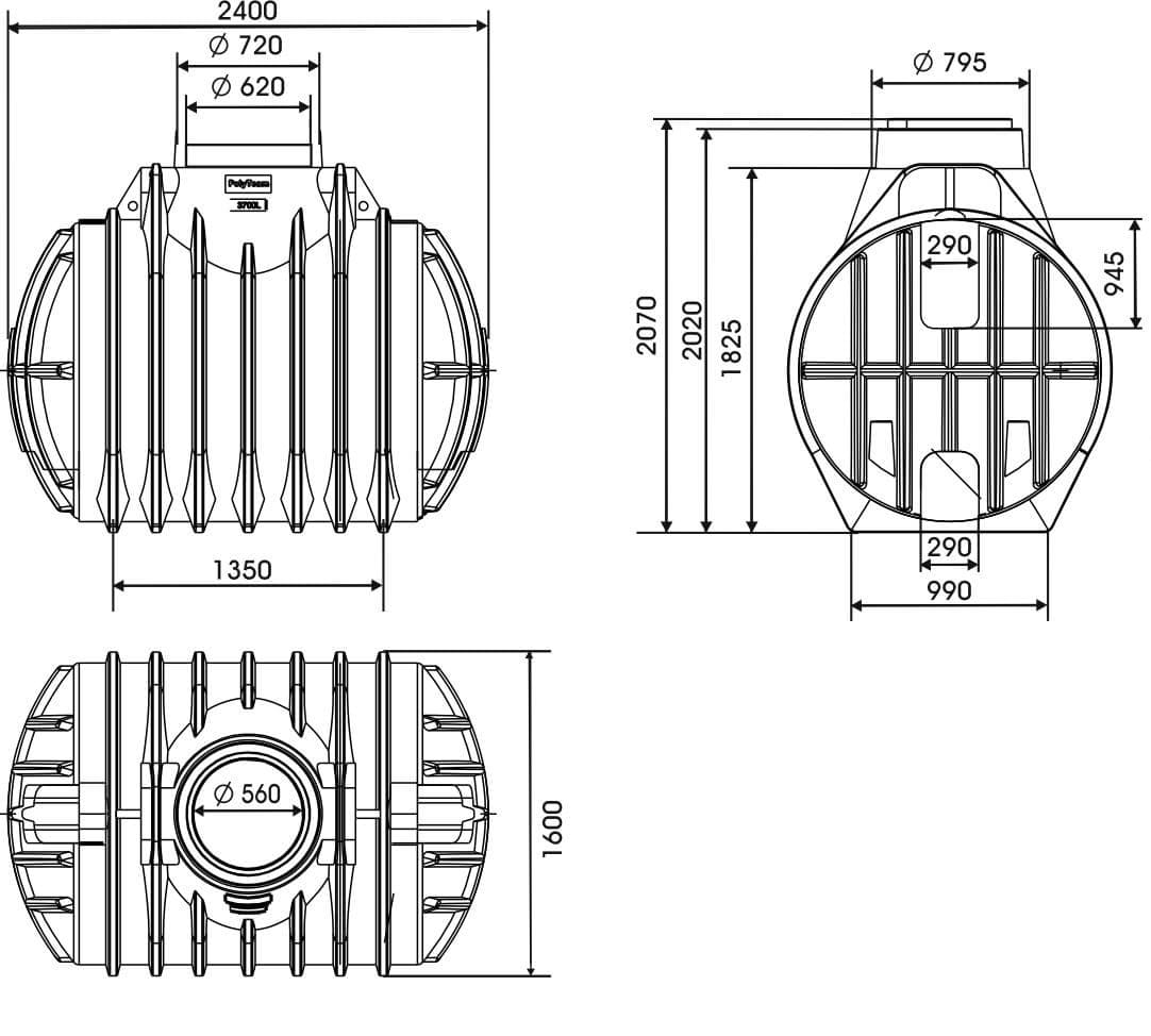 Бак из полиэтилена 3,7 куба. Под септик.