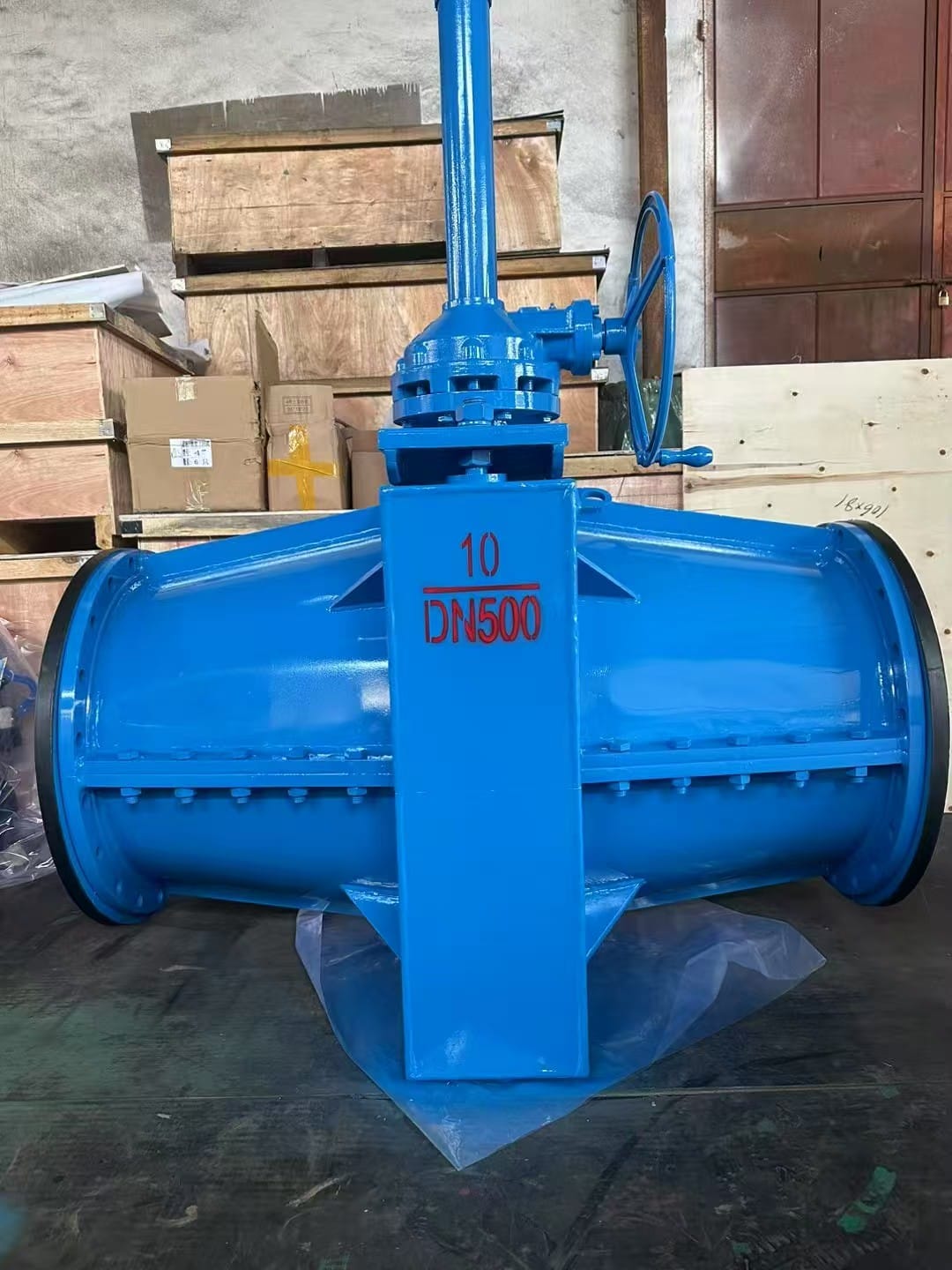 Шланговая задвижка стальная с редуктором Ру10 Ду500 Китай — фото 3
