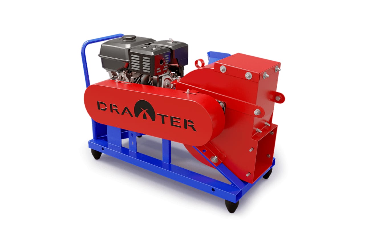 Промышленный щепорез DraXter Щ-350Б (бензин; 15л.с.-РС; сито 12 мм.; раструб 300х300 расш.; КБ13': 2К+2ВО) — фото 2