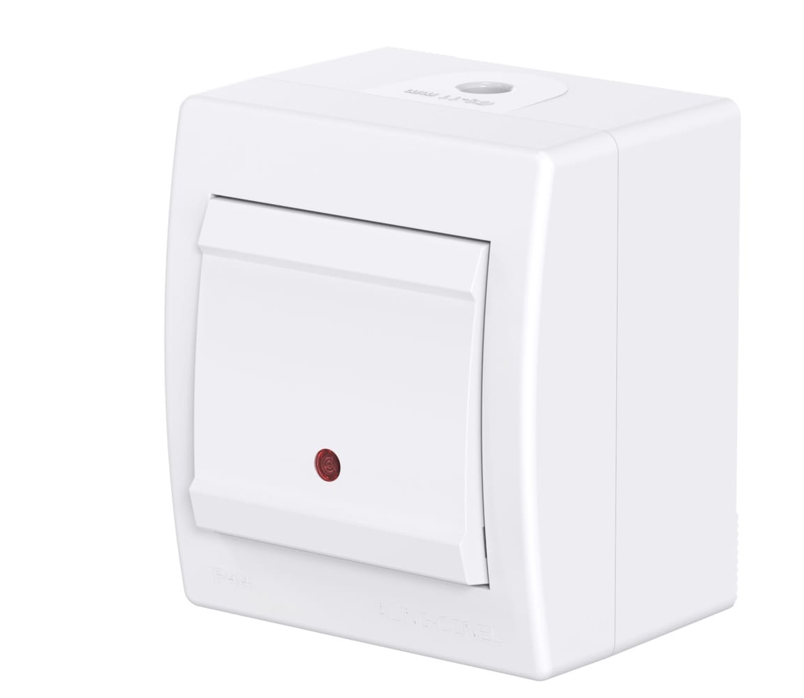 Выключатель одноклавишный CADUCEUS ALING POWER, перекрестный, для открытой проводки, с индикацией, 10АХ, 250В~