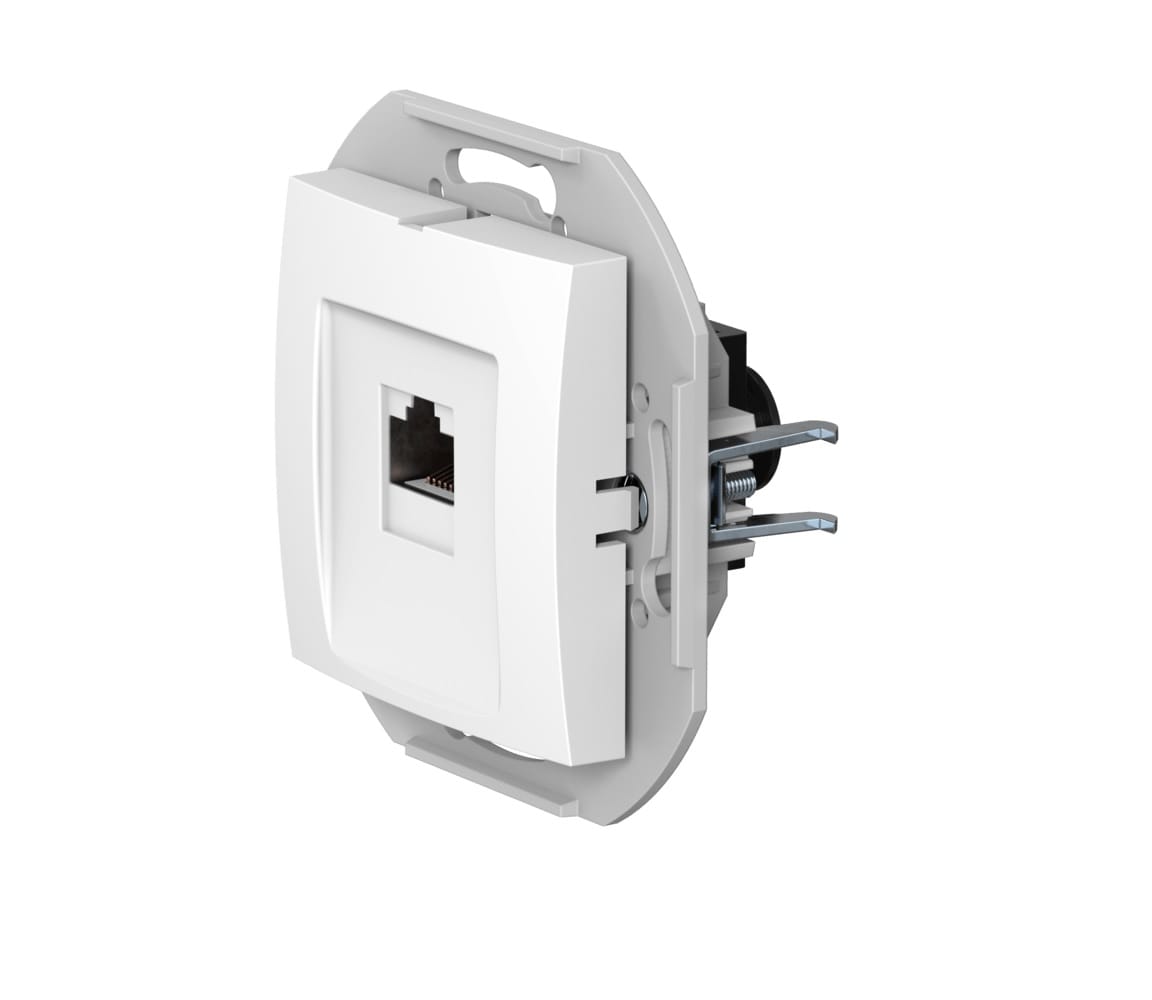 Розетка скрытой установки CADUCEUS ALING PRESTIGE компьютерная с модулем Keystone RJ45 8P8C, cat.6A, UTP, механизм