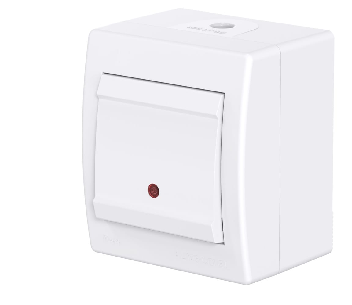 Выключатель одноклавишный CADUCEUS ALING POWER для открытой проводки, с индикацией при включении, 16АХ, 250В~